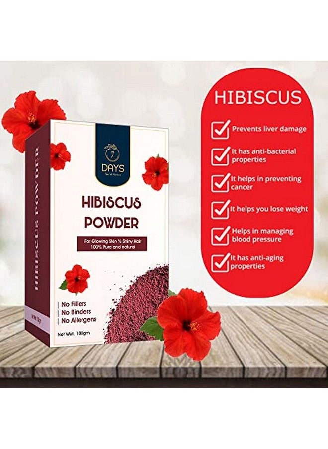 7 Days مسحوق زهرة الكركديه العضوي | Hibiscus Rosasinensis للعناية بالشعر وترطيب الوجه (100 جرام)  - Image 5