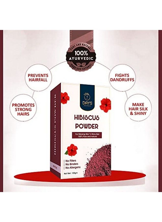 7 Days مسحوق زهرة الكركديه العضوي | Hibiscus Rosasinensis للعناية بالشعر وترطيب الوجه (100 جرام)  - Image 4