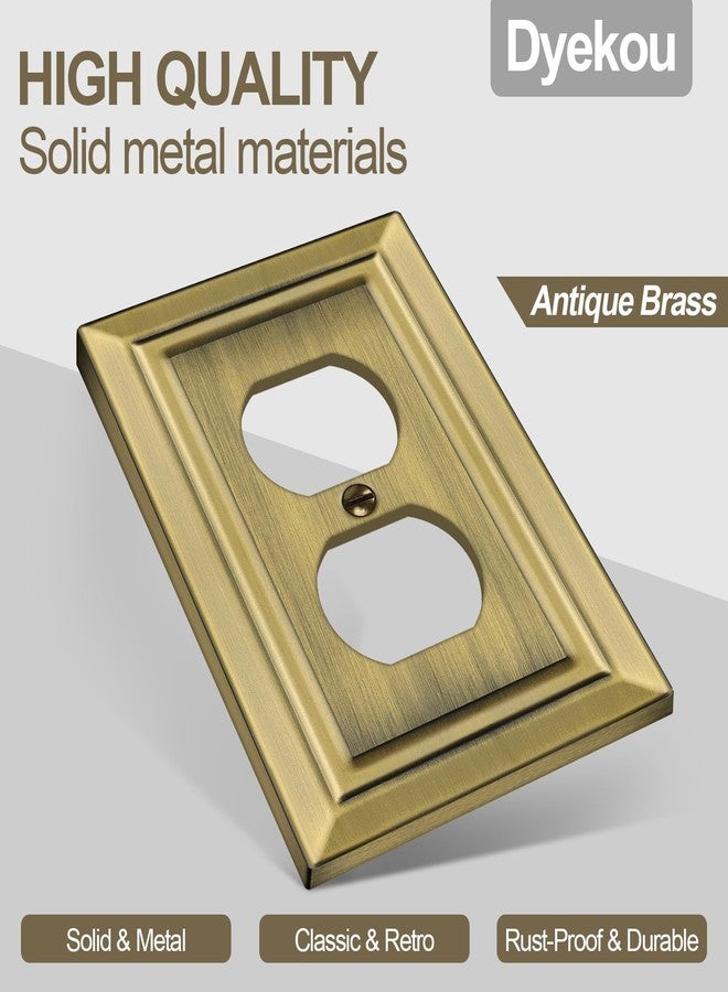 Dyekou Zinc Alloy Decorative Wall Plate for Electrical Outlets or Light Switch Plate Cover,Exquisite,Sturdy and Durable,Standard Size 1-Gang 4.92" x 3.15"(Single Duplex,6PK,Antique Brass) - Image 2