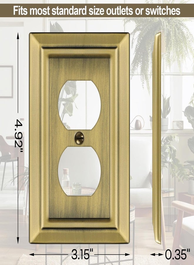 Dyekou Zinc Alloy Decorative Wall Plate for Electrical Outlets or Light Switch Plate Cover,Exquisite,Sturdy and Durable,Standard Size 1-Gang 4.92" x 3.15"(Single Duplex,6PK,Antique Brass) - Image 4