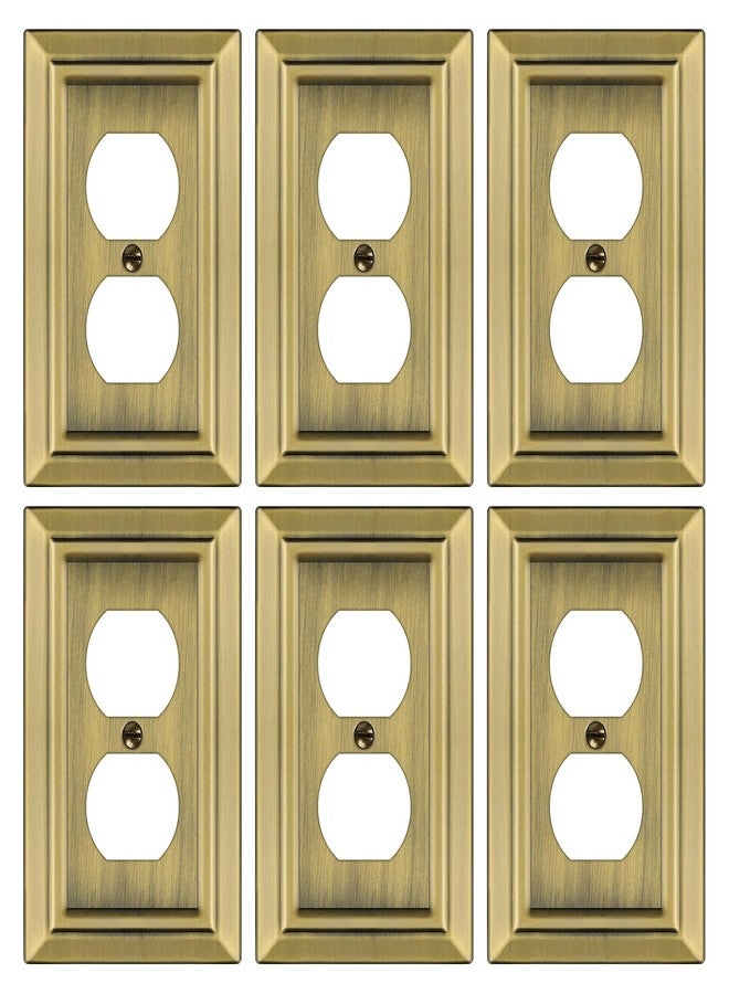 Dyekou Zinc Alloy Decorative Wall Plate for Electrical Outlets or Light Switch Plate Cover,Exquisite,Sturdy and Durable,Standard Size 1-Gang 4.92" x 3.15"(Single Duplex,6PK,Antique Brass) - Image 1