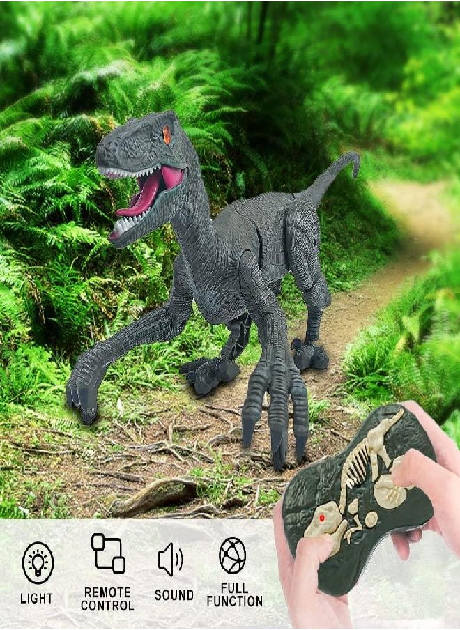 BOMPOW - Remote Control Dinosaur Toys for Boys 4-7 Dinosaur Robot Toys with Verisimilitude Sound for Boys (Gray) - Image 1