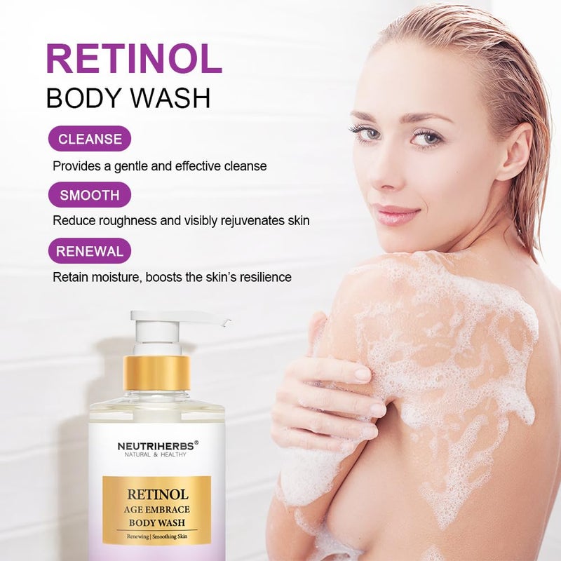 Neutriherbs Retinol Body Wash, Anti Aging/Renewing Shower Gel For Women And Men, Daily Shower Soap With Peptides, Vitamin E, Aloe Vera - Orange Blossom Scent 16.9 Fl.Oz - Image 2