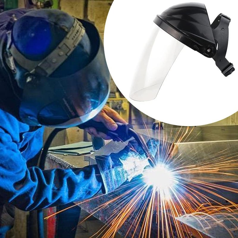 كلاراكو واقي وجه كامل مضاد للضباب، يُثبت على الرأس، نظارات واقية شفافة مضادة للرذاذ، واقي للوجه، مناسب لأعمال اللحام والطحن، غطاء خوذة شفاف - Image 2