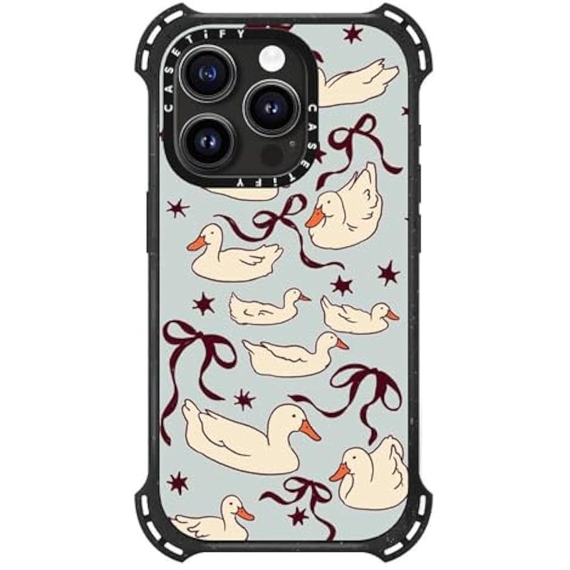 كاستيفي CASETiFY Bounce iPhone 15 Pro Case 【6X Military Grade Drop Tested / 21.3ft Drop Protection/Compatible with Magsafe】 - Ducks and Bows - Triple Black - Image 4