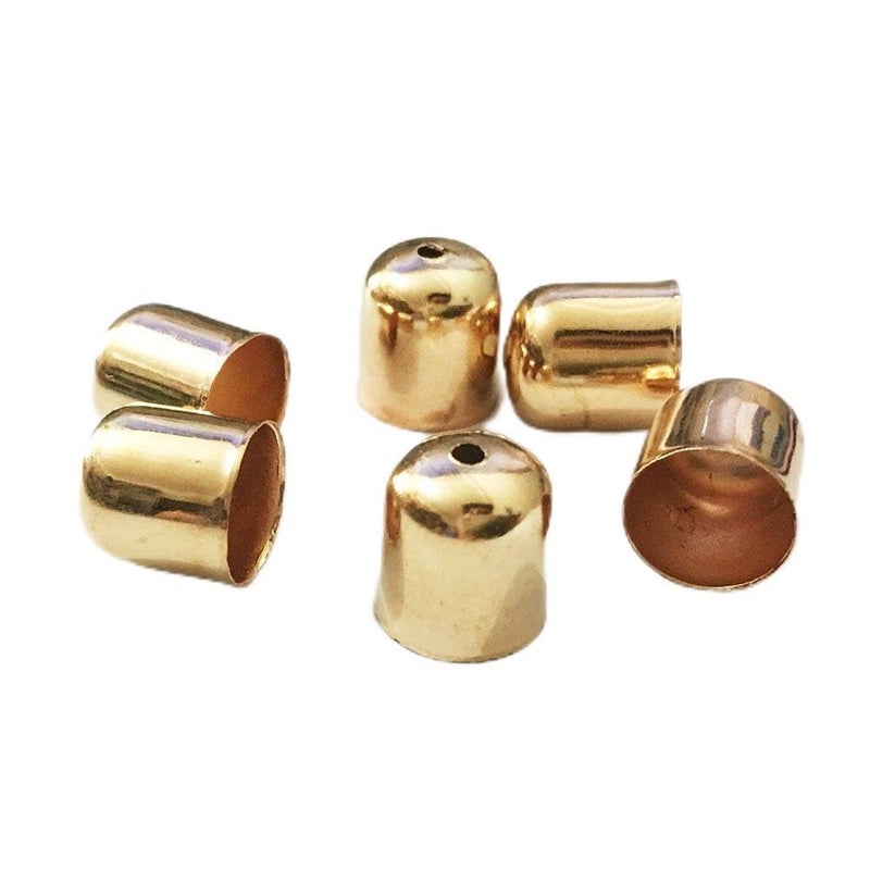 50pcs Tassel Caps Charms Crimps End Beads Caps Leather Cords Buckle Tip 6x7mm KC Gold Plated