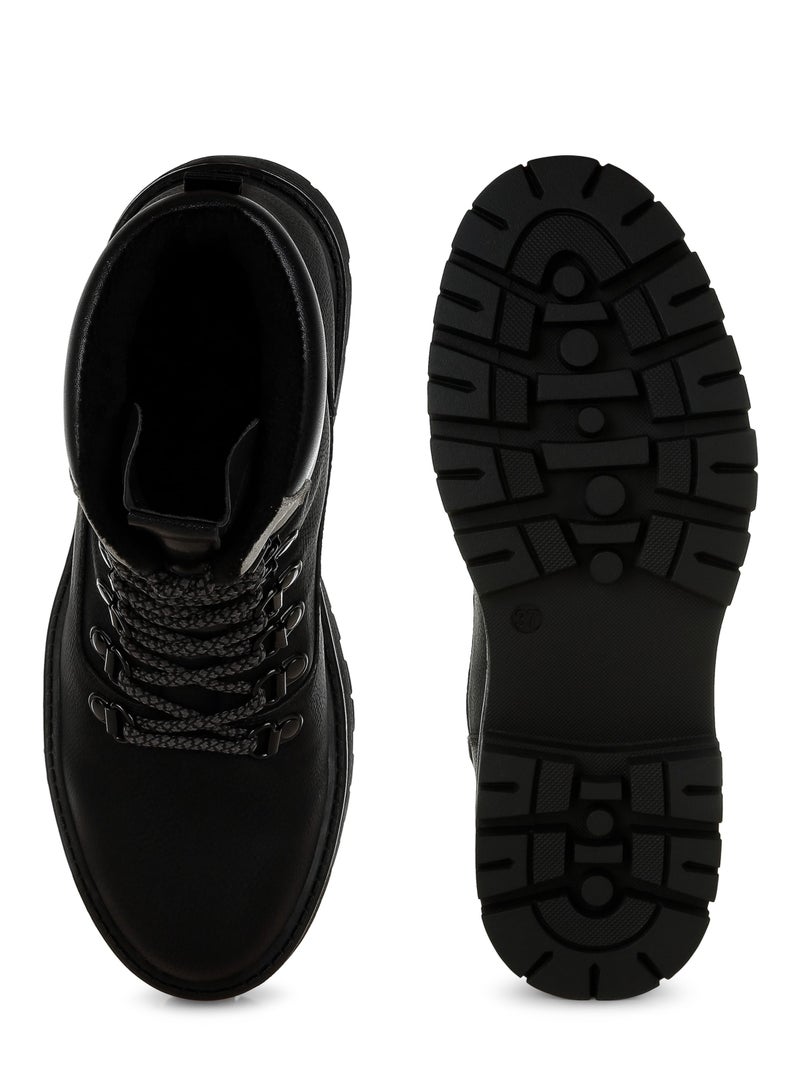 لندن راج أحذية الكاحل النسائية ذات الكعب العريض والدافئة من لندن راغ باللون الأسود - Image 4