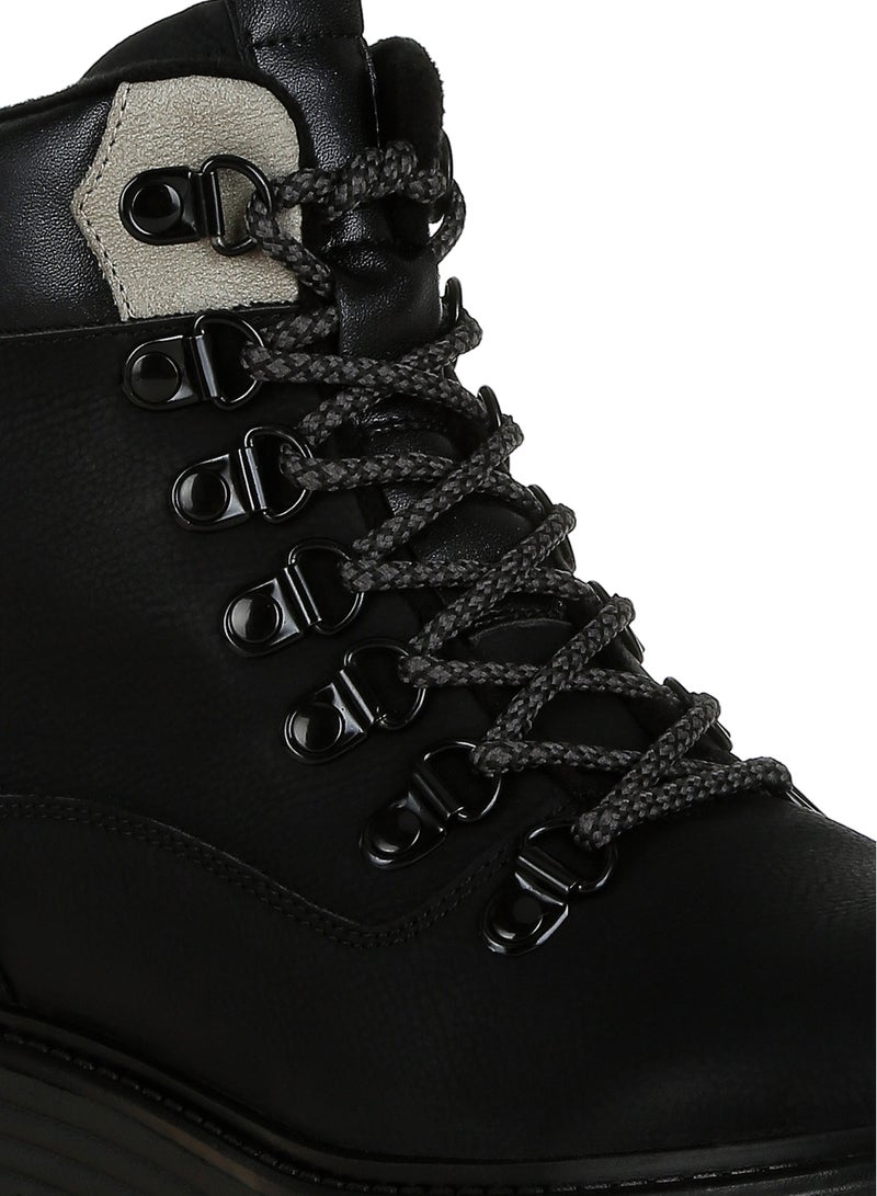 لندن راج أحذية الكاحل النسائية ذات الكعب العريض والدافئة من لندن راغ باللون الأسود - Image 5