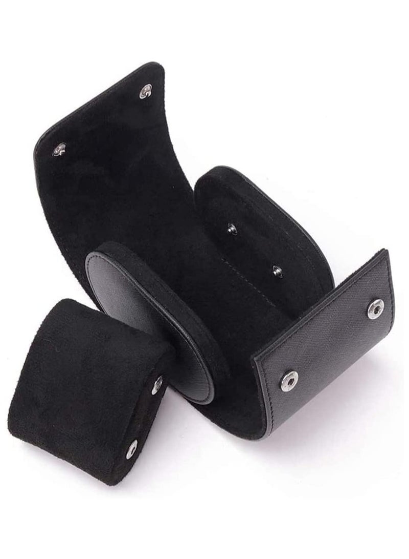 KASTWAVE Watch Box, Black Real Leather Watch Roll Single Watch Travel Case, Leather Watch Box Roll, Jewelry Gift Box, 1 Pcs - Image 4