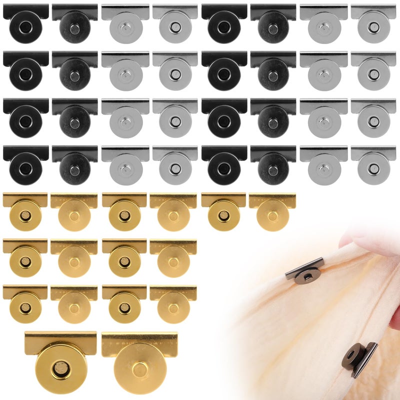 Magnetic Snap Buttons 24 Sets Zinc Alloy No Sew Design - Strong Magnetism Sleek Finish Magnetic Closures for DIY Crafts, Bags, Leatherworking Projects - Image 1