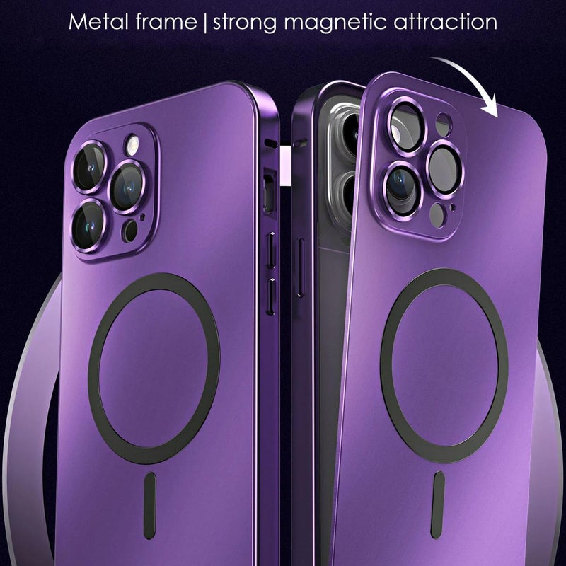 إيروريكس جراب هاتف مغناطيسي معدني مزود بمشبك زنبركي لهاتف iPhone 13 Pro Max MagSafe (أرجواني) - Image 3