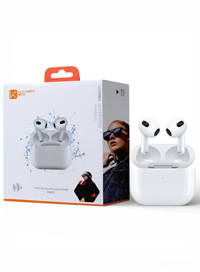 Wireless Bluetooth headphones, fast charging, clear sound, comfortable fit, clear calls, with microphone - White - Image 2