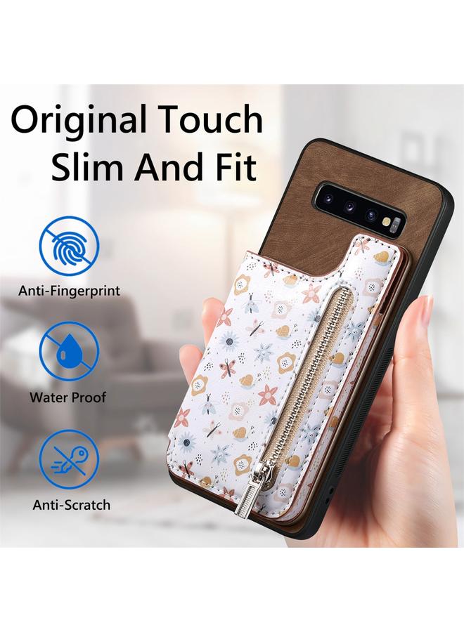 S-TOP Case For Samsung Galaxy S10+ Retro Painted Zipper Wallet Back Phone Case - Image 5