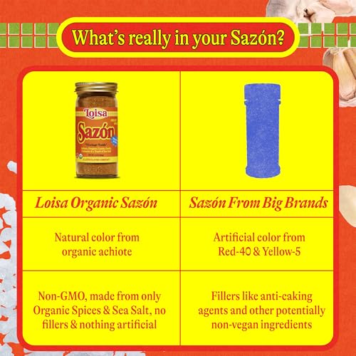 Loisa Sazón Seasoning, USDA Organic, Non-GMO, No-MSG, No Preservatives, No Artificial Coloring, No Artificial Flavors, 2.3oz, Pack of 1 (Sazon) - Image 4