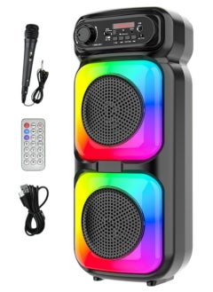 New Dual 4-inch LED Colored Lights Bluetooth Audio Mobile Portable Colorful Dual Speaker Barrel Audio 5.0 Bluetooth Speaker