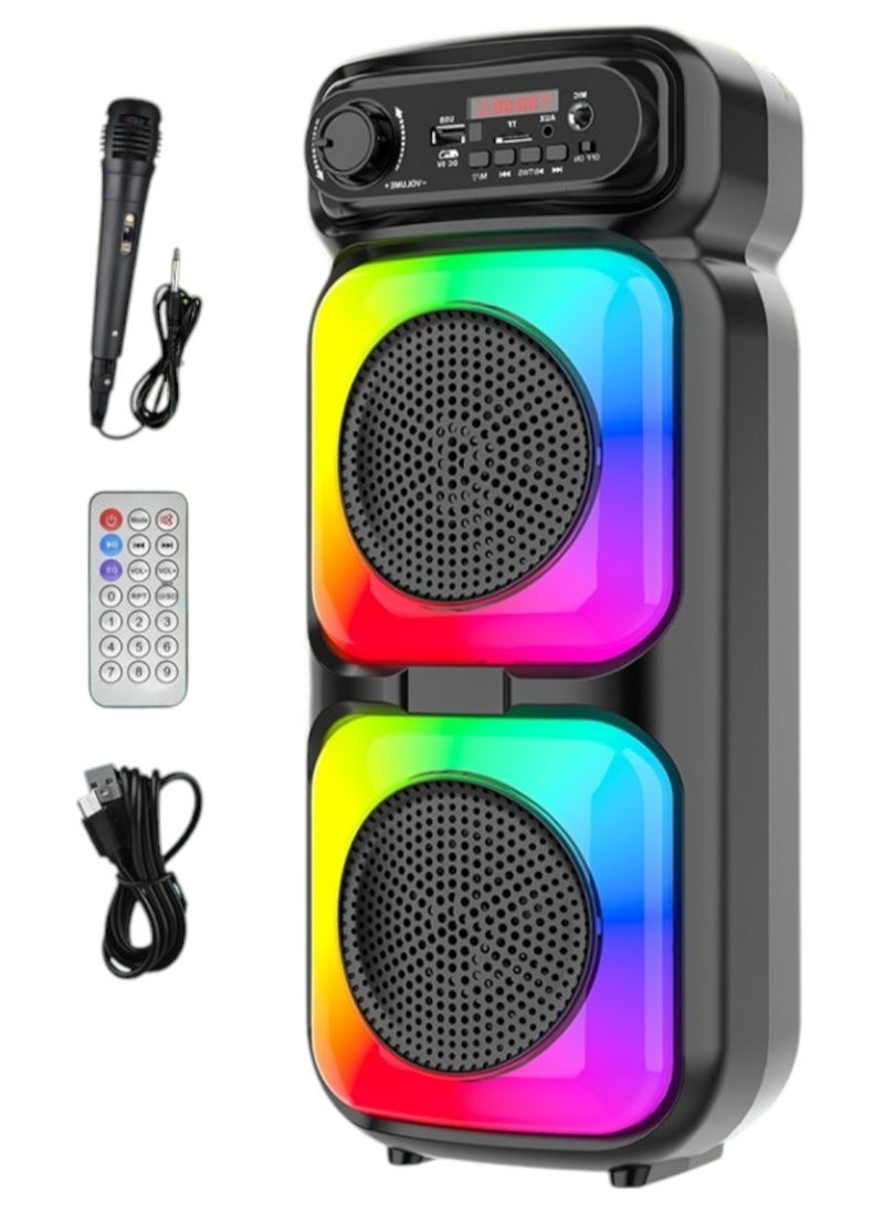 singe - New Dual 4-inch LED Colored Lights Bluetooth Audio Mobile Portable Colorful Dual Speaker Barrel Audio 5.0 Bluetooth Speaker - Image 1