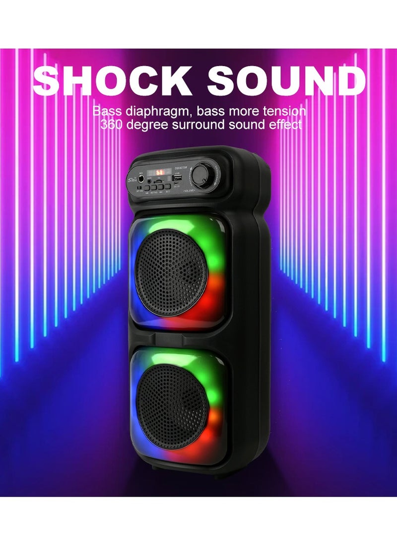 singe - New Dual 4-inch LED Colored Lights Bluetooth Audio Mobile Portable Colorful Dual Speaker Barrel Audio 5.0 Bluetooth Speaker - Image 1