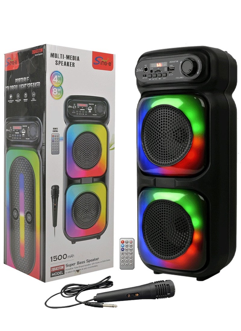 singe - New Dual 4-inch LED Colored Lights Bluetooth Audio Mobile Portable Colorful Dual Speaker Barrel Audio 5.0 Bluetooth Speaker - Image 1