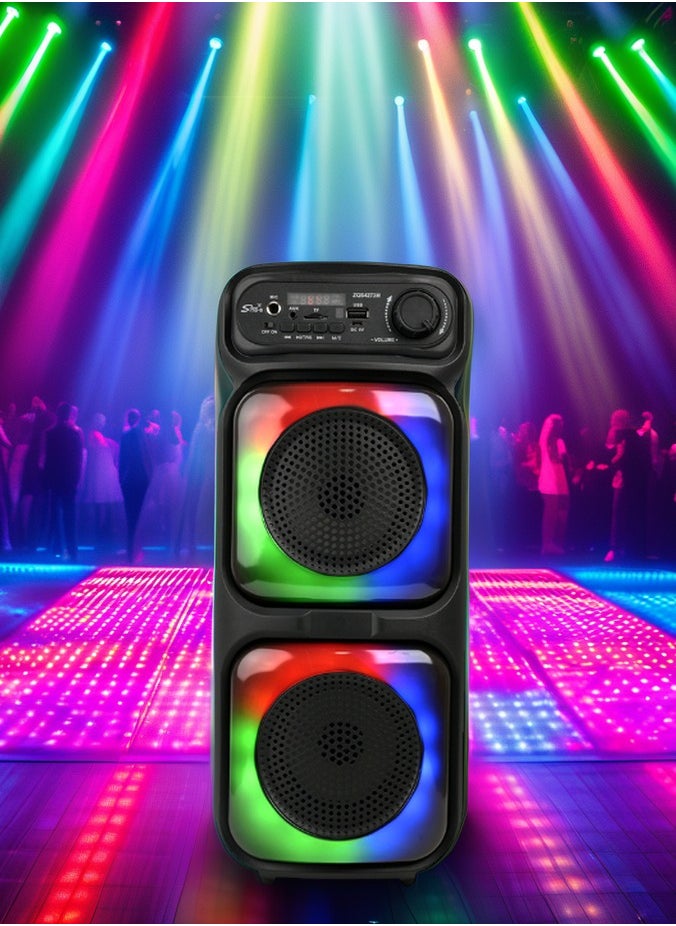 singe - New Dual 4-inch LED Colored Lights Bluetooth Audio Mobile Portable Colorful Dual Speaker Barrel Audio 5.0 Bluetooth Speaker - Image 1