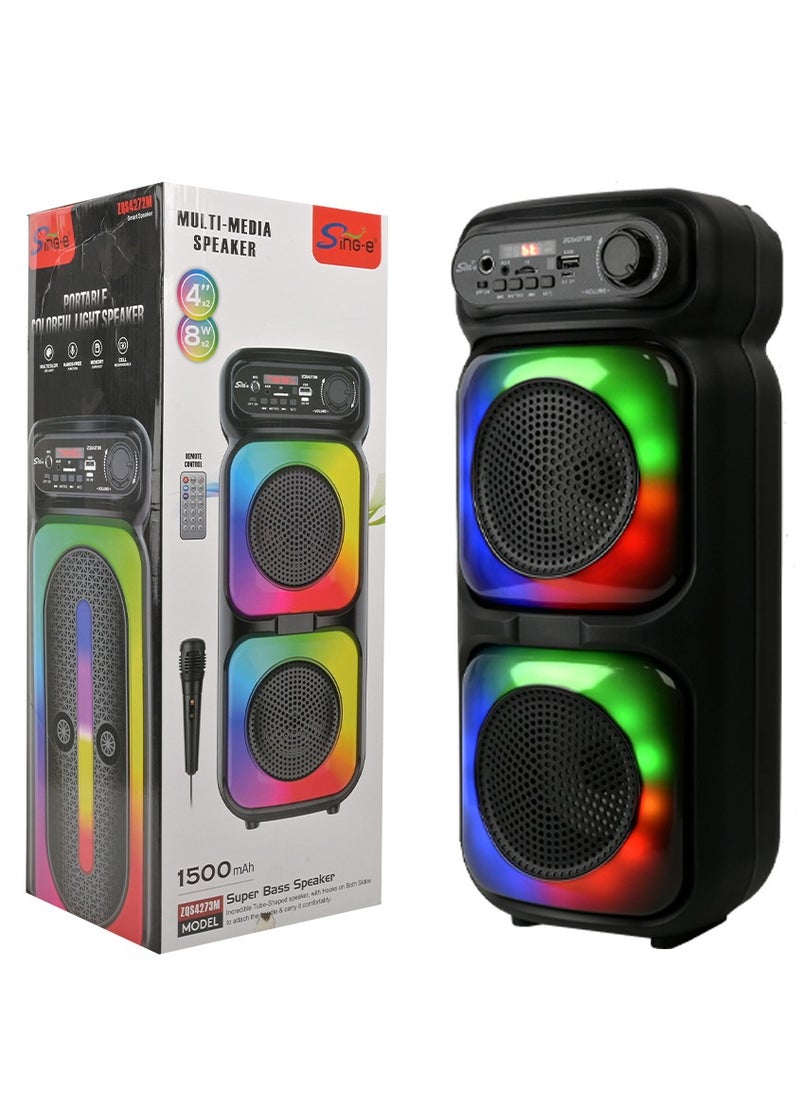 singe - New Dual 4-inch LED Colored Lights Bluetooth Audio Mobile Portable Colorful Dual Speaker Barrel Audio 5.0 Bluetooth Speaker - Image 1