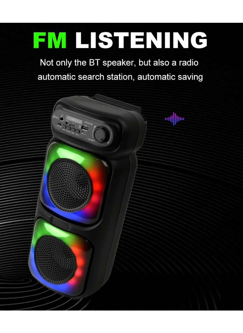 singe - New Dual 4-inch LED Colored Lights Bluetooth Audio Mobile Portable Colorful Dual Speaker Barrel Audio 5.0 Bluetooth Speaker - Image 1