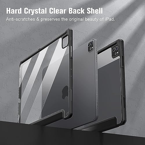 Printme Hybrid Slim Case for iPad Pro 12.9-inch 6th Generation 2022, [Built-in Pencil Holder] Shockproof Cover Clear Transparent Back Shell, Also Fit iPad Pro 12.9" 5th/4th/3rd Gen (Black) - Image 5