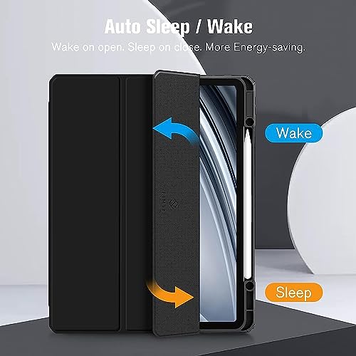 Printme Hybrid Slim Case for iPad Pro 12.9-inch 6th Generation 2022, [Built-in Pencil Holder] Shockproof Cover Clear Transparent Back Shell, Also Fit iPad Pro 12.9" 5th/4th/3rd Gen (Black) - Image 3