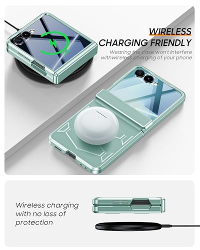 Vizvera for Samsung Galaxy Z Flip 7 Case with Hinge Protection, Built-in Screen Protector Shockproof All-Inclusive Phone Cover for Z Flip 7-Mint Green - Image 5