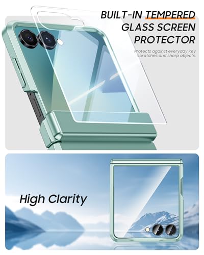 Vizvera for Samsung Galaxy Z Flip 7 Case with Hinge Protection, Built-in Screen Protector Shockproof All-Inclusive Phone Cover for Z Flip 7-Mint Green - Image 4