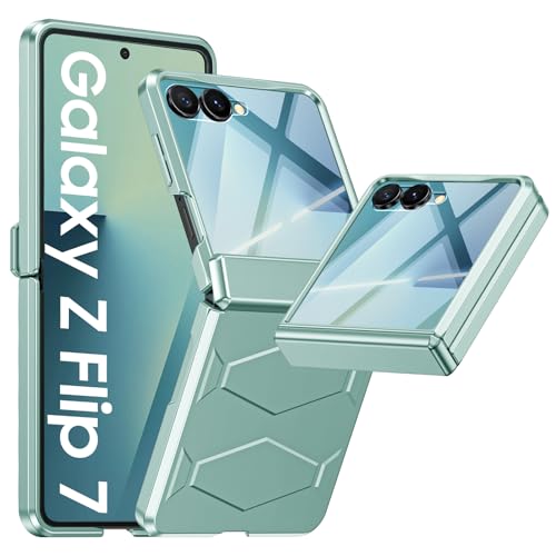 Vizvera for Samsung Galaxy Z Flip 7 Case with Hinge Protection, Built-in Screen Protector Shockproof All-Inclusive Phone Cover for Z Flip 7-Mint Green - Image 1