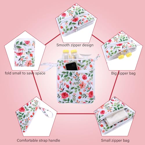 Hi Sprout Breast Pump Bag Wet/Dry Bag with Preparation Place Mat, Waterproof Pump Parts Storage Bag for Moms Pumping at Work or Outdoors(Romantic flowers) - Image 4