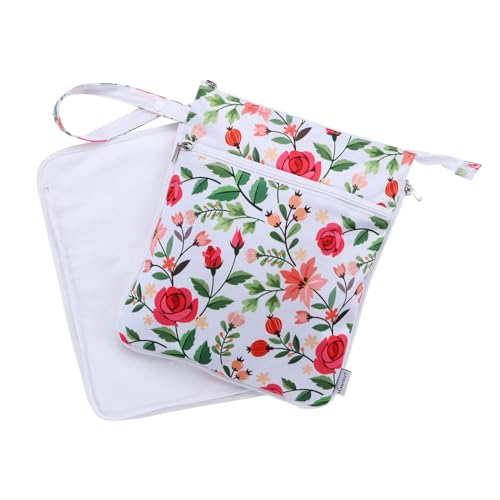 Hi Sprout Breast Pump Bag Wet/Dry Bag with Preparation Place Mat, Waterproof Pump Parts Storage Bag for Moms Pumping at Work or Outdoors(Romantic flowers) - Image 1