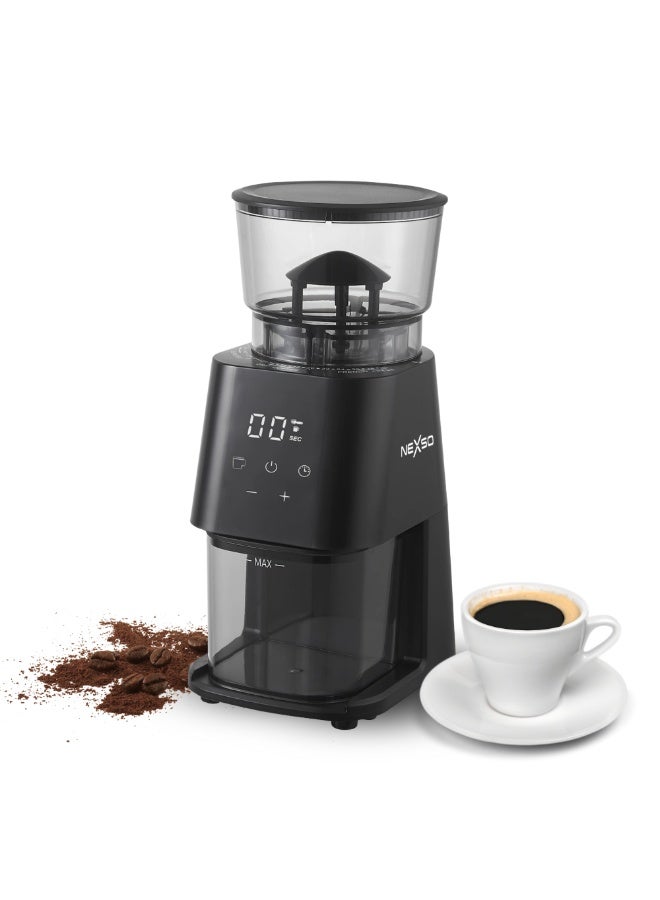 Nexso Electric Coffee Grinder | 150W Motor, 11 Grind Settings for Espresso, French Press, Drip & More | 130g Capacity, LED Display, Stainless Steel Blades, Ideal for Household & Commercial Use - Image 1