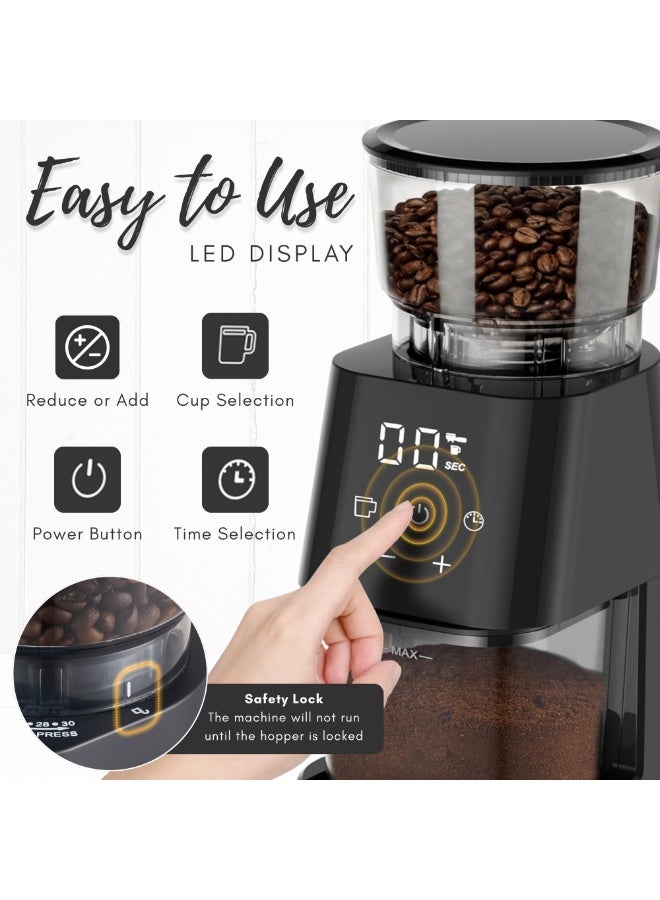Nexso Electric Coffee Grinder | 150W Motor, 11 Grind Settings for Espresso, French Press, Drip & More | 130g Capacity, LED Display, Stainless Steel Blades, Ideal for Household & Commercial Use - Image 2