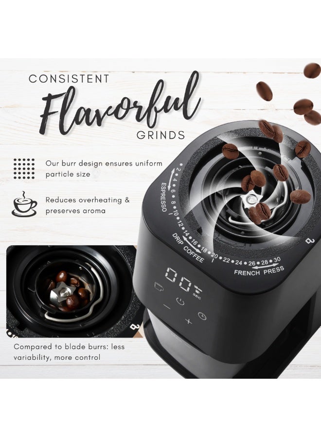 Nexso Electric Coffee Grinder | 150W Motor, 11 Grind Settings for Espresso, French Press, Drip & More | 130g Capacity, LED Display, Stainless Steel Blades, Ideal for Household & Commercial Use - Image 4