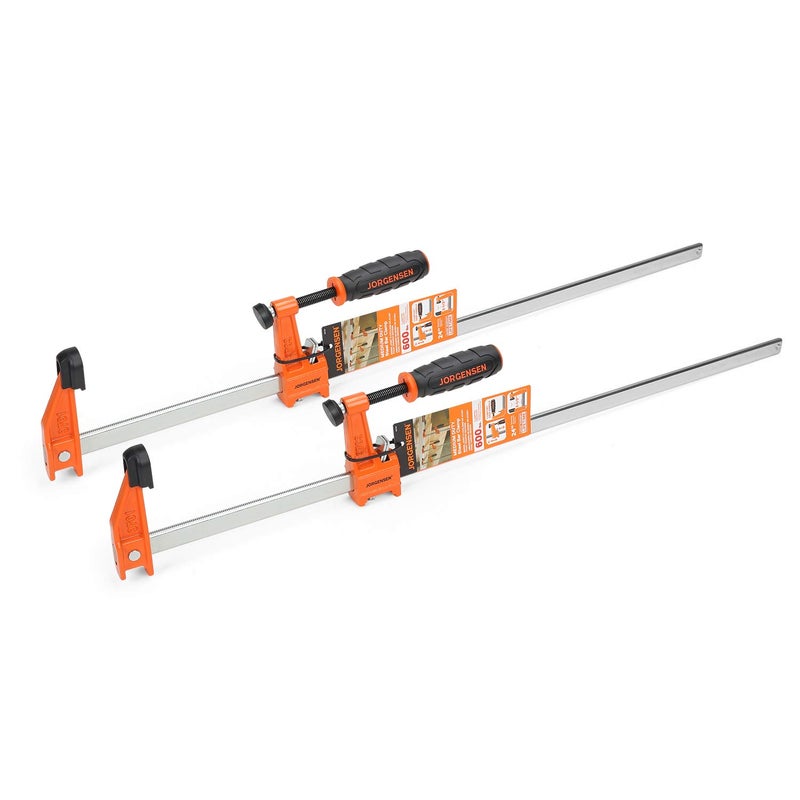 Jorgensen 2-pack Medium Duty Steel Bar Clamp Set with 600 lbs Load limit, 24-inch - Image 1