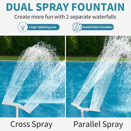 Klleyna Water-Fountain Dual Spray Swimming-Pool-Accessories - Upgrade Above/Inground Waterfall Cooler, Adjustable 2 in 1 Nozzle, High Pressure Pond Aerator, Garden Sprinkle Feature Outdoor Décor - Image 3