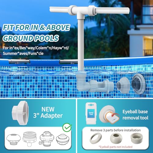 Klleyna Water-Fountain Dual Spray Swimming-Pool-Accessories - Upgrade Above/Inground Waterfall Cooler, Adjustable 2 in 1 Nozzle, High Pressure Pond Aerator, Garden Sprinkle Feature Outdoor Décor - Image 5