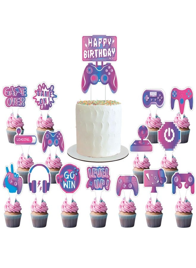 OULUN 37Pcs Video Game Party Decoration Set, Video Game Themed Birthday Party Decorations, Includes Banner Balloons Cake Toppers - Image 4