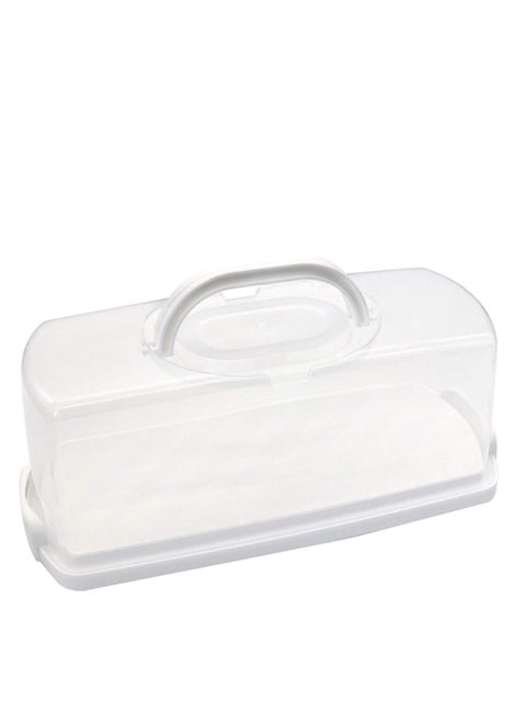 MahMir® Plastic Rectangular Bread Box with Portable Handle, Loaf Cake Storage Container Box for Storing Banana Bread,Pumpkin Bread (White)
