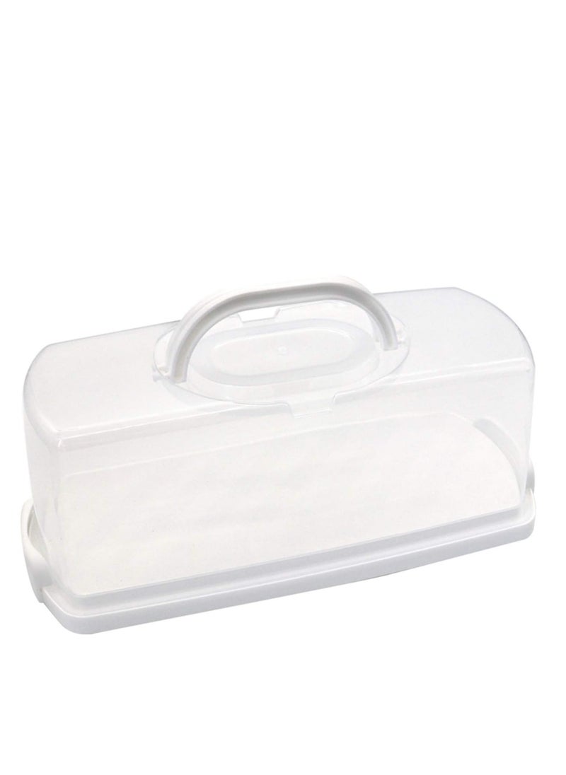 MahMir - MahMir® Plastic Rectangular Bread Box with Portable Handle, Loaf Cake Storage Container Box for Storing Banana Bread,Pumpkin Bread (White) - Image 1