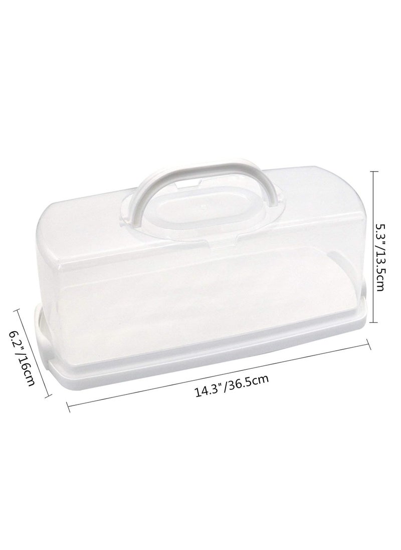 MahMir - MahMir® Plastic Rectangular Bread Box with Portable Handle, Loaf Cake Storage Container Box for Storing Banana Bread,Pumpkin Bread (White) - Image 1