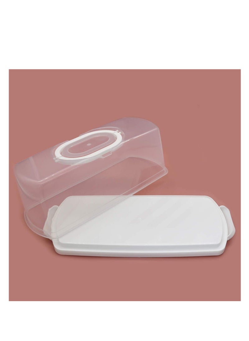 MahMir - MahMir® Plastic Rectangular Bread Box with Portable Handle, Loaf Cake Storage Container Box for Storing Banana Bread,Pumpkin Bread (White) - Image 1