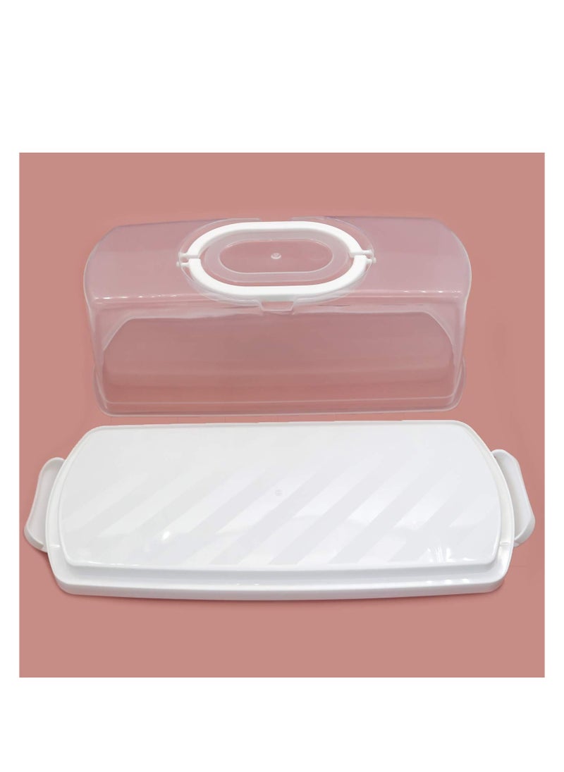 MahMir - MahMir® Plastic Rectangular Bread Box with Portable Handle, Loaf Cake Storage Container Box for Storing Banana Bread,Pumpkin Bread (White) - Image 1