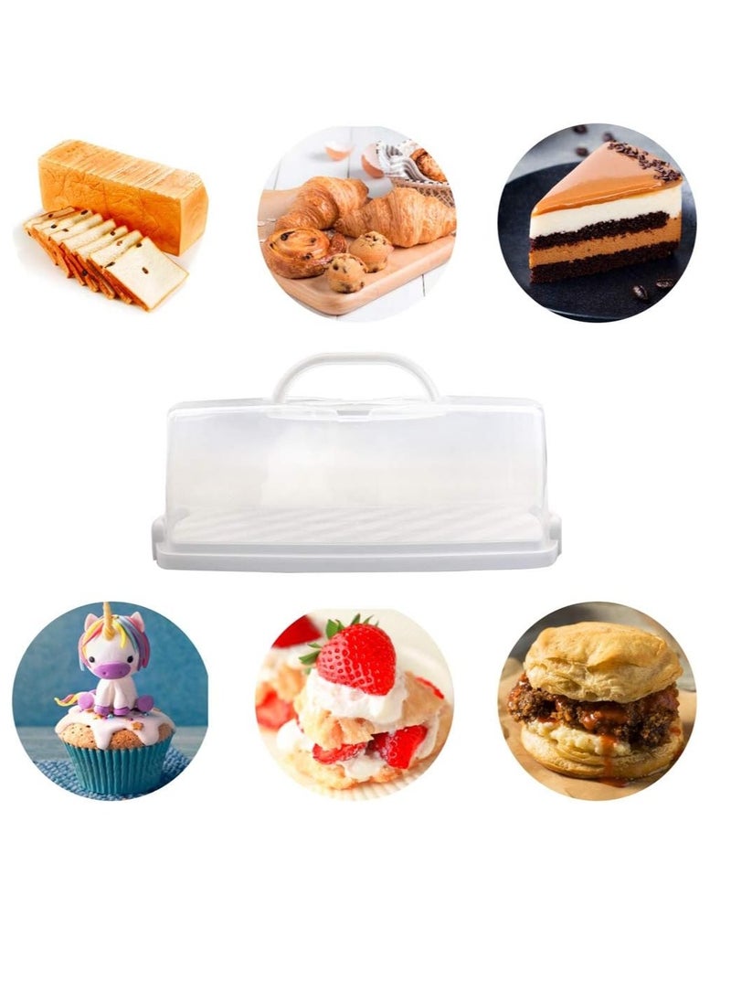 MahMir - MahMir® Plastic Rectangular Bread Box with Portable Handle, Loaf Cake Storage Container Box for Storing Banana Bread,Pumpkin Bread (White) - Image 1