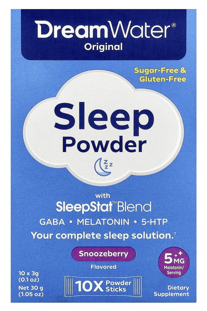 Dream Water Snozzberry Sleep Powder, Dreamwater Raspberry Flavor - 10 Sachets, 3g Each - Image 1