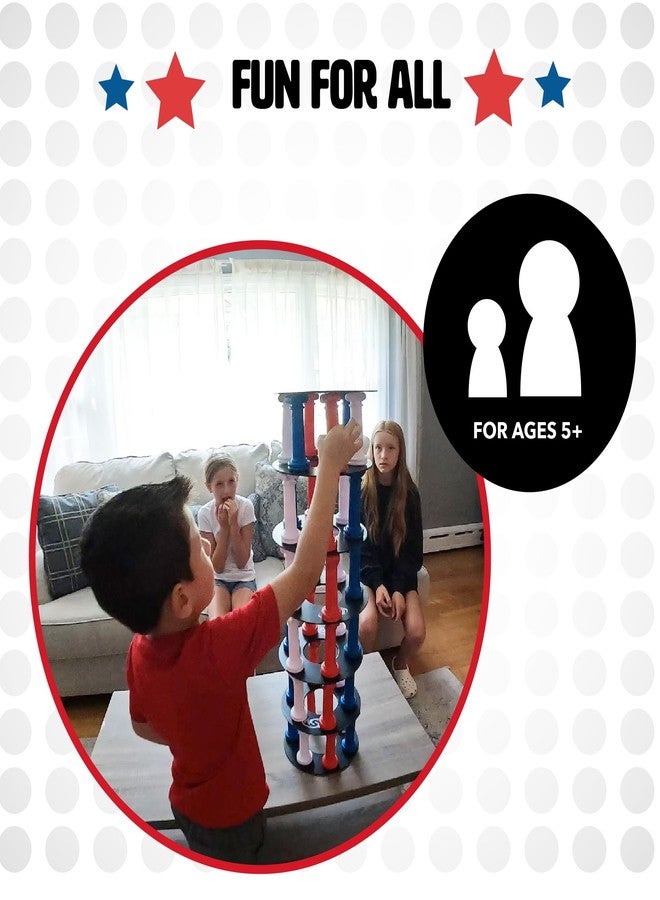 NSG Giant Tumbling Tower Game - Classic Stacking Game, 36 Colorful Pieces, Foam Dice, and Travel Storage Bag - Party Game for Friends and Family Ages 5 and up - Image 3