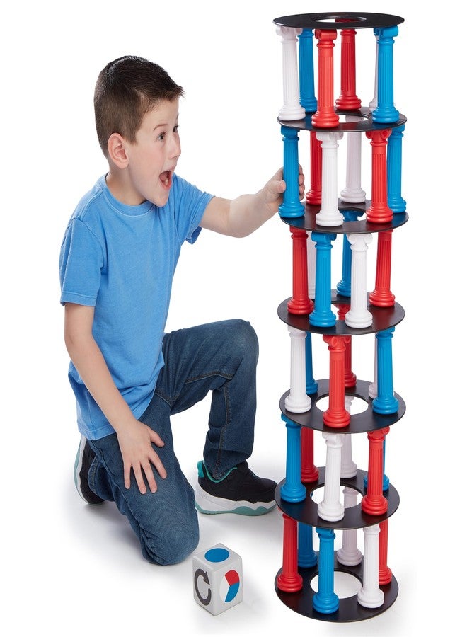 NSG Giant Tumbling Tower Game - Classic Stacking Game, 36 Colorful Pieces, Foam Dice, and Travel Storage Bag - Party Game for Friends and Family Ages 5 and up - Image 1