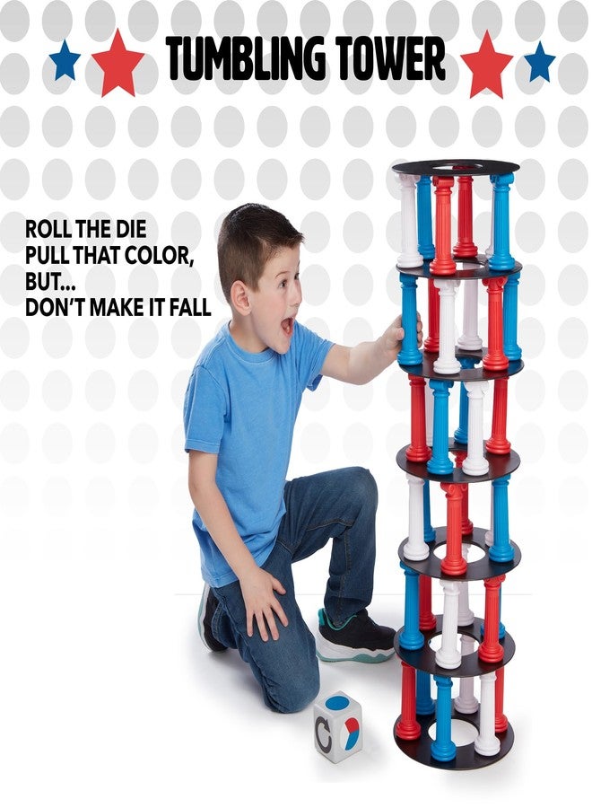 NSG Giant Tumbling Tower Game - Classic Stacking Game, 36 Colorful Pieces, Foam Dice, and Travel Storage Bag - Party Game for Friends and Family Ages 5 and up - Image 2