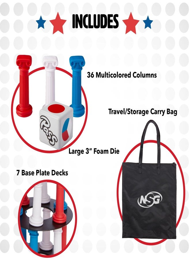 NSG Giant Tumbling Tower Game - Classic Stacking Game, 36 Colorful Pieces, Foam Dice, and Travel Storage Bag - Party Game for Friends and Family Ages 5 and up - Image 4